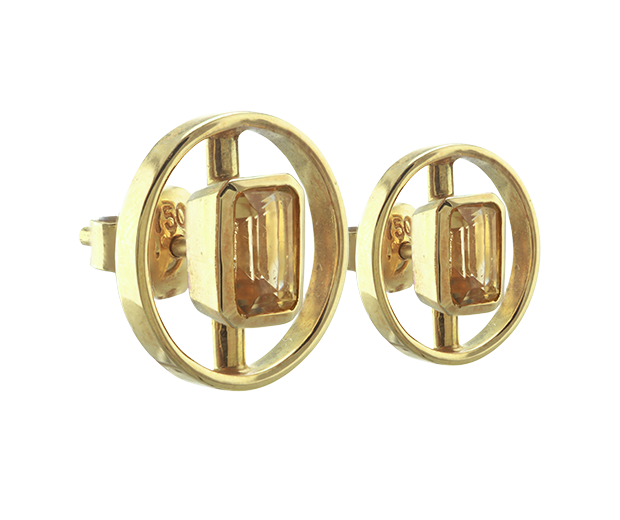 18KT GOLD EARRING PAIR SET WITH 02 CITRINES